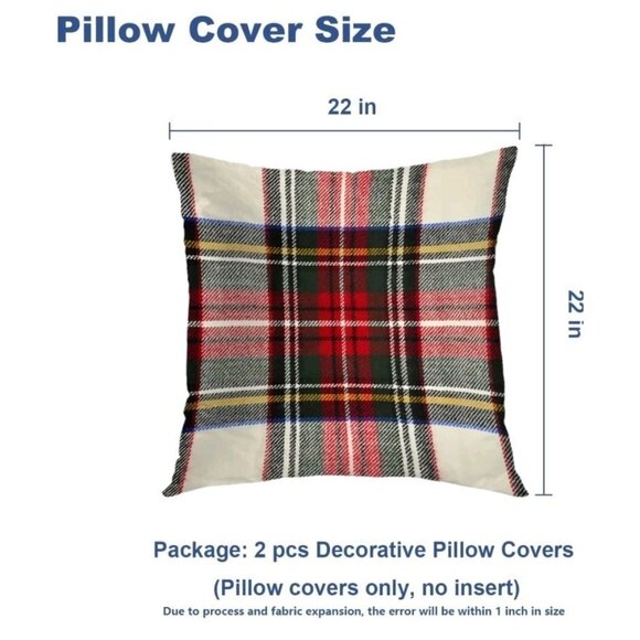 Batmerry Red White Plaid Decorative Pillow Covers, 22 x 22 Inch Set Of 2 - Picture 3 of 5